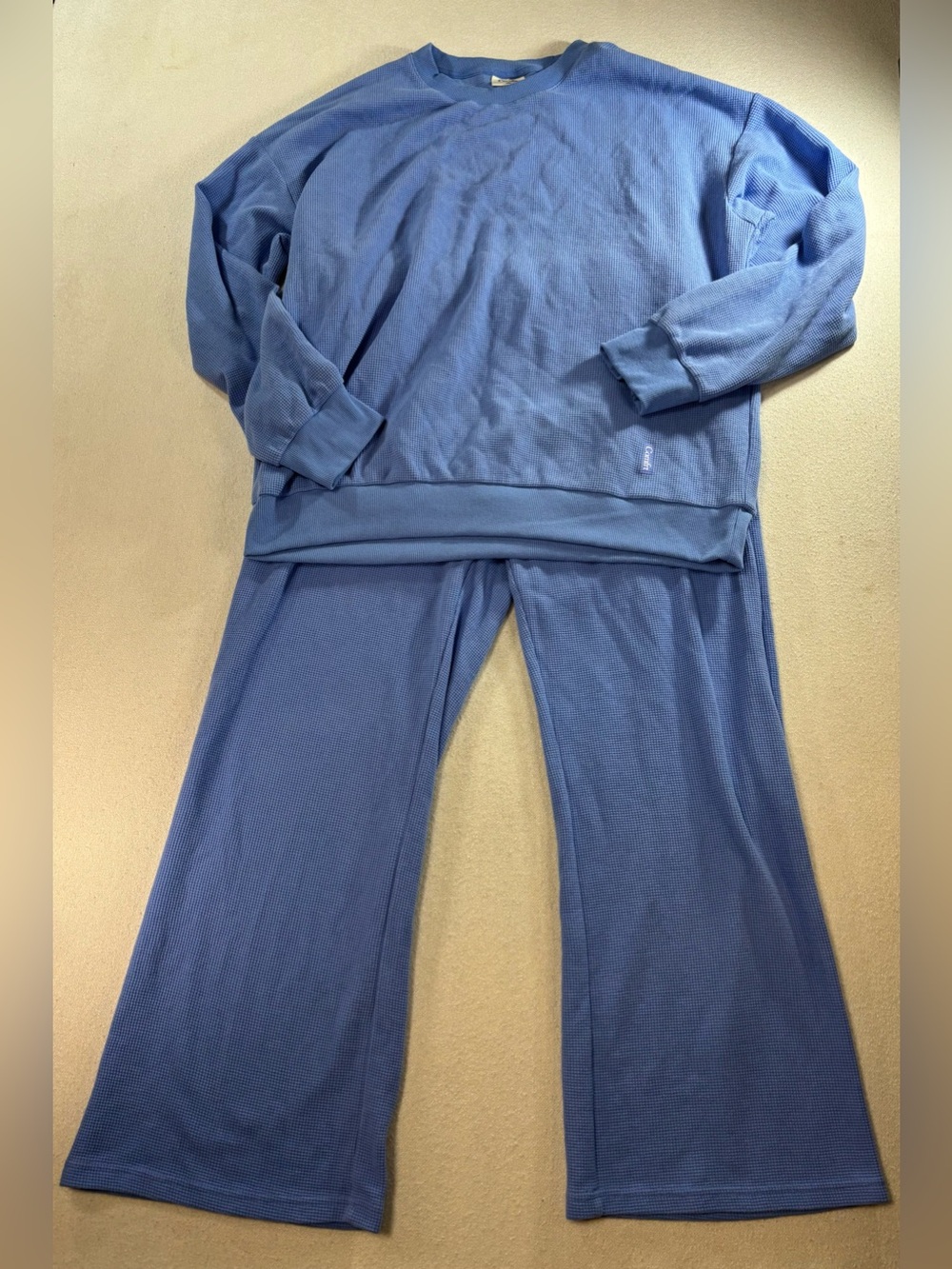 Comfrt Allure Blue Waffle Lounge Set 2XL Periwinkle Matching Cozy Athleisure - Picture 4 of 12